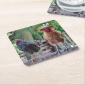 Rooster und Hen Untersetzer (angewinkelt)