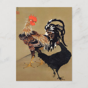 Rooster und Hen von Ito Jakuchu Postkarte