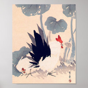 Rooster und Hen, Watanabe Seitei Poster