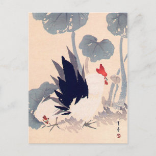 Rooster und Hen, Watanabe Seitei Postkarte