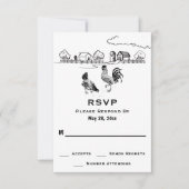 Rooster- und Hennenhühnerfarm RSVP Karte (Vorderseite)