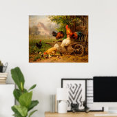 Rooster und Hens Carl Jutz Digital Elaboration Poster (Heimbüro)