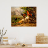 Rooster und Hens Carl Jutz Digital Elaboration Poster (Küche)