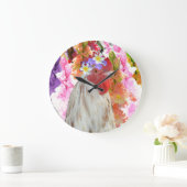 Rooster und Hollyhock-Blume, Große Wanduhr (Zuhause)
