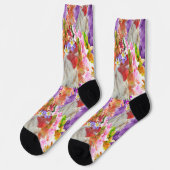 Rooster und Hollyhocks, Crew Socken (Linkes Detail)