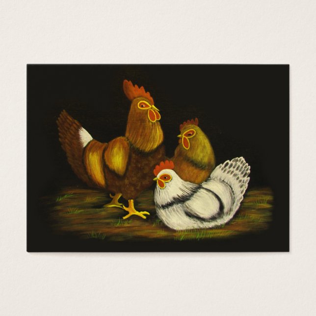Rooster und Hühner ~ ATC (Vorderseite)