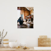 Rooster und Hühner in Barn Poster (Küche)