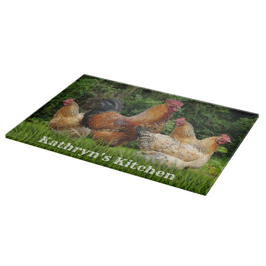 Rooster und Hühner Schneidebrett (Ecke)