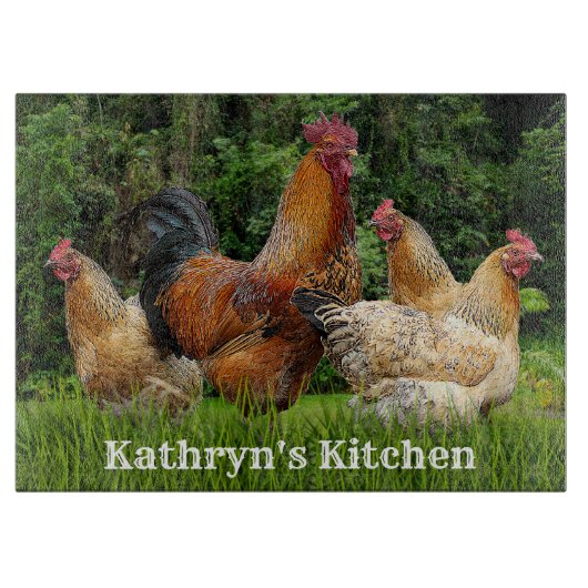 Rooster und Hühner Schneidebrett (Vorderseite)