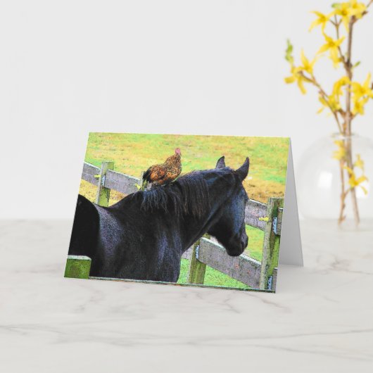 Rooster und Mare, du bist mein bester Freund Karte (Gelbe Blume)