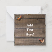 Rooster und Rustikaler Hühnerhähnchen Mitteilungskarte (Rückseite)