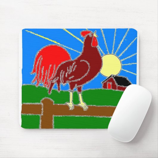Rooster und Sun Mousepad (Mit Mouse)