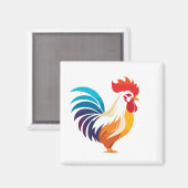 Rooster Vector Art Animal Modern Urban Graphic Magnet (Vorderseite/Rückseite)
