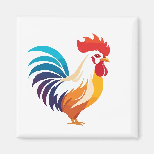 Rooster Vector Art Animal Modern Urban Graphic Magnet (Vorne)