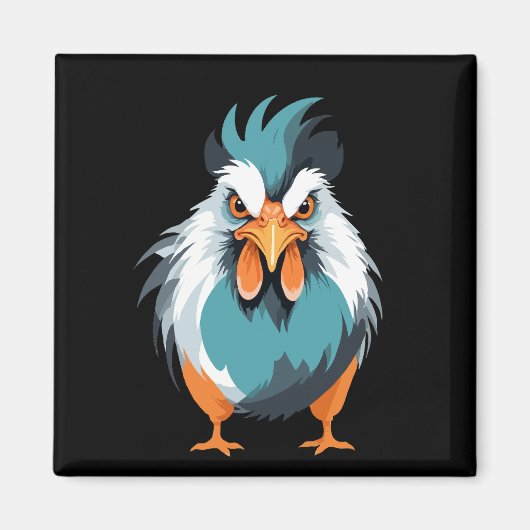 Rooster Vector Art mit lebhaften Farben Magnet (Vorne)