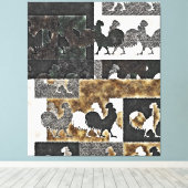 ROOSTER VINTAG #2 - Wrapped Canvas Leinwanddruck (Insitu (Holzboden))