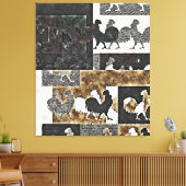 ROOSTER VINTAG #2 - Wrapped Canvas Leinwanddruck (Insitu (Wohnzimmer))