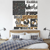 ROOSTER VINTAG #2 - Wrapped Canvas Leinwanddruck (Insitu (Schlafzimmer))