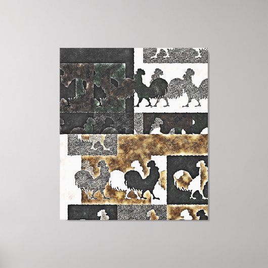 ROOSTER VINTAG #2 - Wrapped Canvas Leinwanddruck (Vorderseite)