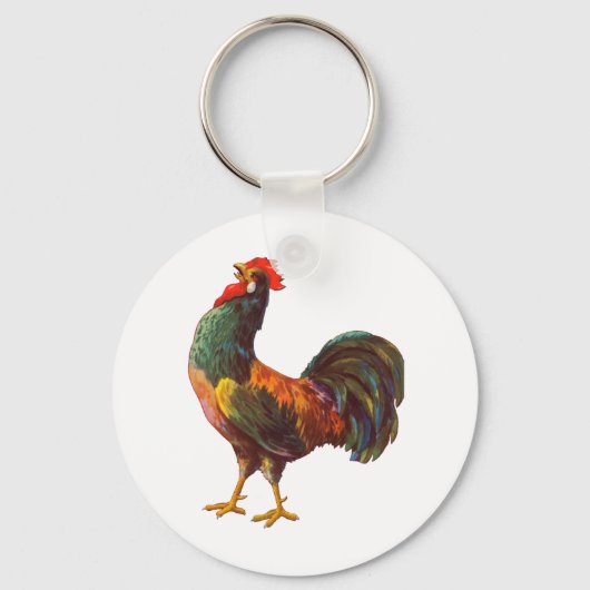 Rooster Vintag Kitekatze Kunst Schlüsselanhänger (Vorderseite)