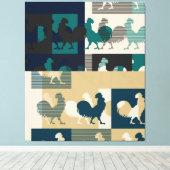 ROOSTER VINTAG ummantelte Canvas Leinwanddruck (Insitu (Holzboden))
