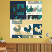 ROOSTER VINTAG ummantelte Canvas Leinwanddruck (Insitu (Wohnzimmer))