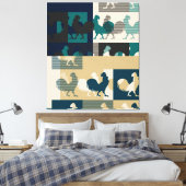 ROOSTER VINTAG ummantelte Canvas Leinwanddruck (Insitu (Schlafzimmer))