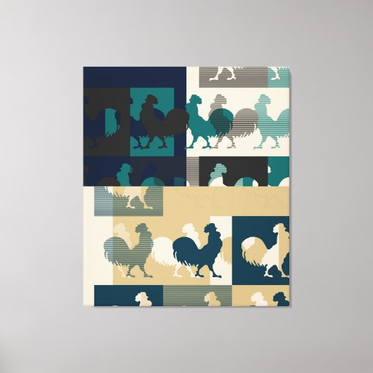 ROOSTER VINTAG ummantelte Canvas Leinwanddruck (Vorderseite)