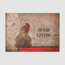 Rooster-Vintage antike, rot-braune Textilindustrie Seidenpapier