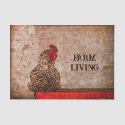 Rooster-Vintage antike, rot-braune Textilindustrie Seidenpapier (Vorderseite)