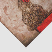 Rooster-Vintage antike, rot-braune Textilindustrie Seidenpapier (Ausschnitt)