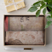 Rooster-Vintage antike, rot-braune Textilindustrie Seidenpapier (Geschenk)