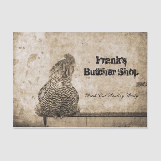 Rooster Vintage antike Textur Land Farm Seidenpapier (Vorderseite)