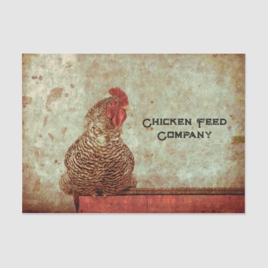 Rooster-Vintage antike Texturtypografie-Farm Seidenpapier (Vorderseite)