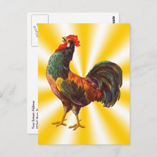 Rooster Vintage Postkarten für benutzerdefinierte (Vorne/Hinten)