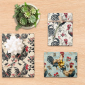 Rooster Vintages Hühnermuster Geschenkpapier Set