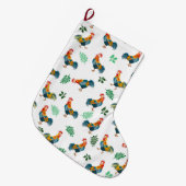 Rooster-Vogelmuster Großer Weihnachtsstrumpf (Vorderansicht (hängend))