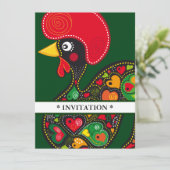 Rooster von Barcelos Nr. 02 Einladung (Stehend Vorderseite)