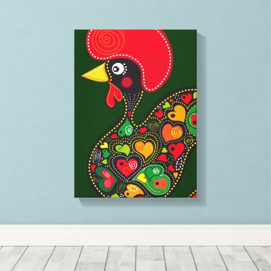 Rooster von Barcelos Nr. 02 - Galo de Barcelos Leinwanddruck (Insitu (Holzboden))