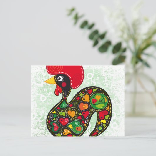 Rooster von Barcelos Nr. 02 - Galo de Barcelos Postkarte (Stehend Vorderseite)
