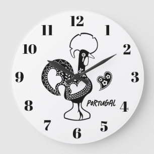 Rooster von Barcelos, Portugal, silhouete Große Wanduhr