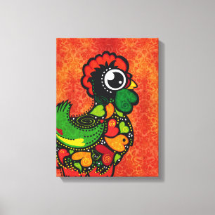 Rooster von Barcelos - Vintager Hintergrund Leinwanddruck