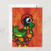 Rooster von Barcelos - Vintager Hintergrund Postkarte (Vorne/Hinten)
