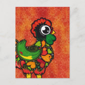 Rooster von Barcelos - Vintager Hintergrund Postkarte (Vorderseite)