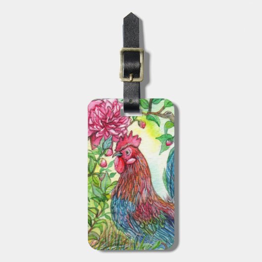 Rooster von Peony Gepäckanhänger (Vorderseite vertikal)