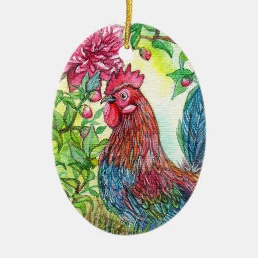 Rooster von Peony Keramik Ornament (Vorne)