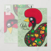 Rooster von Portugal - Galo de Barcelos Postkarte (Vorne/Hinten)