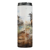 Rooster vor einer Scheune Thermosbecher (Rückseite)