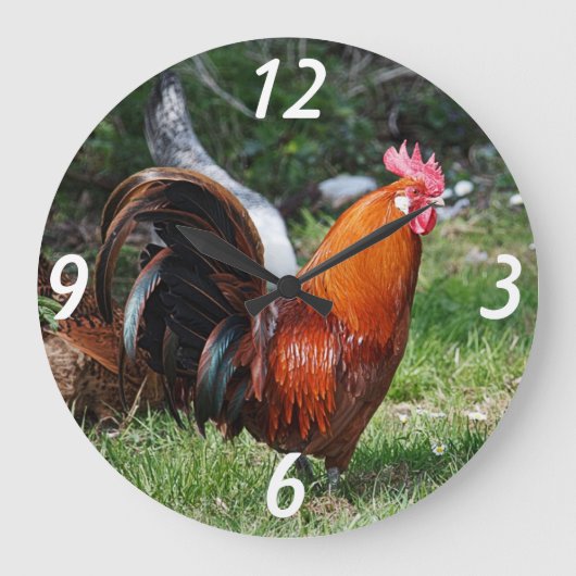 rooster wall clock große wanduhr (Vorderseite)