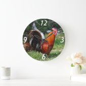 rooster wall clock große wanduhr (Zuhause)
